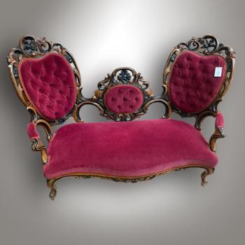 Sofa - massives Nussholz, Samt - 1870 Sofa - massives Nussholz, Samt - 1870
