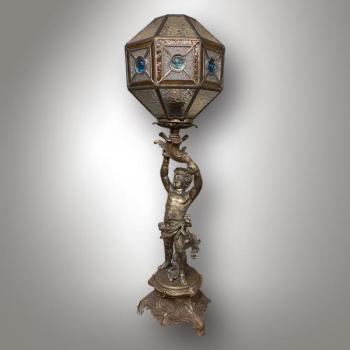 Tischlampe - Zinn, Zink - 1870 Tischlampe - Zinn, Zink - 1870