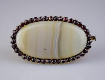 Brosche - Silber, Achat - 1960 Brosche - Silber, Achat - 1960