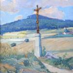 Fr. Castek - Landschaft mit Strae und Kreuz mit