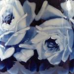 Kobalt Porzellanvase mit Rosen - Eichwald
