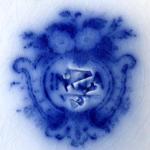 Steingut blaue Teller, mit Pfau - Sarreguemines