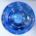 Groe Kristall-Vase, blaues Glas, Luftblasen-Vladi
