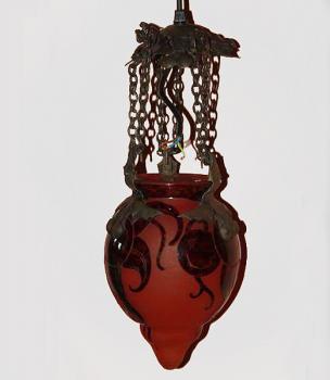 Kronleuchter - Bronze, Rubinglas - Le verr Francais - 1900