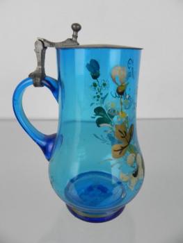 Glaskrug - blaues Glas - 1900