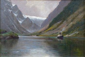 A. Dressler - Dampfer am Bergsee