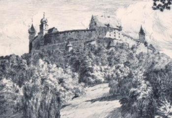 Ansicht der Burg mit Befestigungswerk