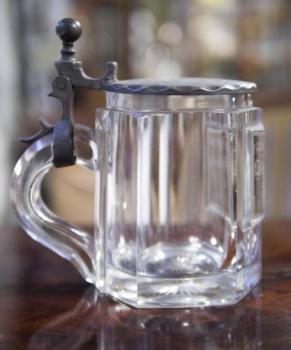 Halbliterglas - Zinn, geschliffenes Glas - 1900