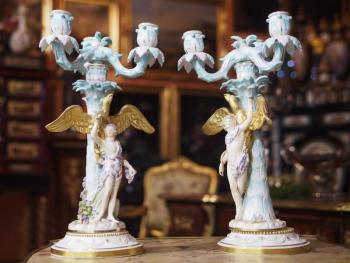 Paar Porzellankandelaber - weies Porzellan - Meissen - 1890