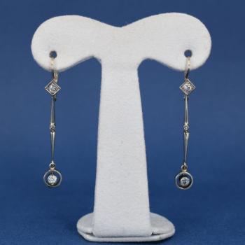 Goldene Ohrringe mit Brillanten - Weigold, Brillant - 1930