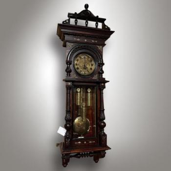 Uhr mit Viertelstunden Schlagwerk - Massivholz, Metall - 1880