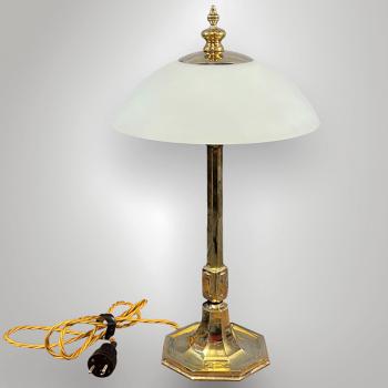 Tischlampe - Messing, Opalglas - 1930