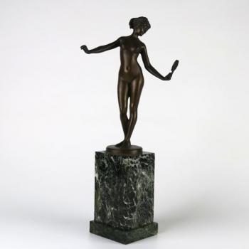 Nackte Figur - patinierte Bronze, Marmor - 1910