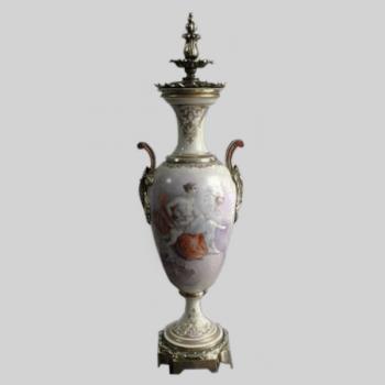 Porzellan Vase - Bronze, weies Porzellan - 1880