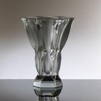 Vase - klares Glas, sandgestrahltes Glas - 1980