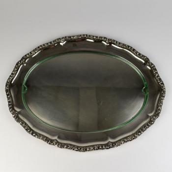 Silbernes Tablett - klares Glas, Silber - 1920