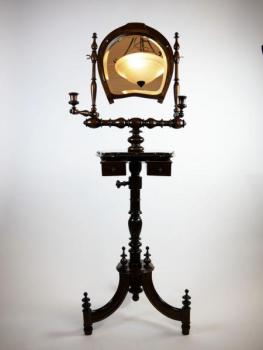Frisiertisch - massives Nussholz, Spiegelglas - 1890