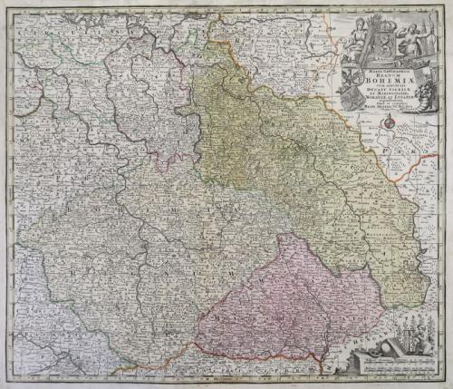 Mappa Geografica Regnum Bohemiae Silesiae, Moraviae et Lusatiae, 1740