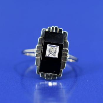 Weißgold Ring - Onyx, Weißgold - 1930 Weißgold Ring - Onyx, Weißgold - 1930