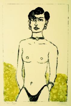 A half naked standing female A half naked standing female