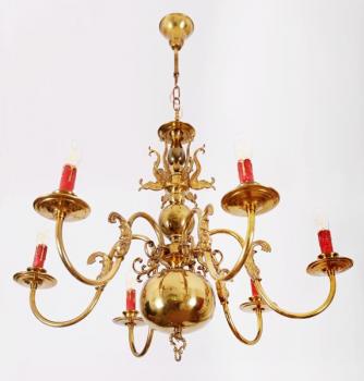 Sechsarmiger Kronleuchter - Messing - 1950 Sechsarmiger Kronleuchter - Messing - 1950