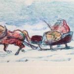 Wintermotiv mit Schlitten - unleserliche Signatur Wintermotiv mit Schlitten - unleserliche Signatur