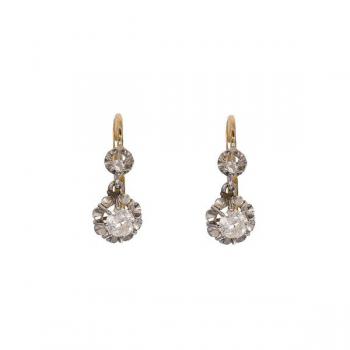 Goldene Ohrringe mit Diamanten - Gold, Diamant - 1900 Goldene Ohrringe mit Diamanten - Gold, Diamant - 1900