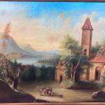 Romantische Landschaft mit Burg - 1890 Romantische Landschaft mit Burg - 1890