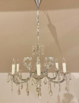 Sechsarmiger Kronleuchter - Chrom, Glas - 2000 Sechsarmiger Kronleuchter - Chrom, Glas - 2000