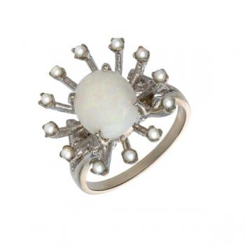 Weißgold Ring - Gold, Perle - 1960 Weißgold Ring - Gold, Perle - 1960