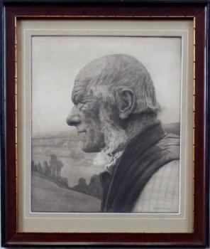 Gustav Jahn - Profil eines älteren Mannes in der L Gustav Jahn - Profil eines älteren Mannes in der L