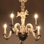 Fünfarmiger Kronleuchter - bemaltes Porzellan - 1970 Fünfarmiger Kronleuchter - bemaltes Porzellan - 1970