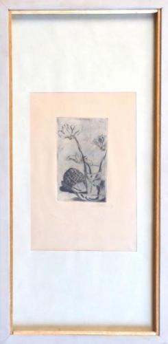 Janus Kubicek - Blumen in einem Glas auf einer Sch Janus Kubicek - Blumen in einem Glas auf einer Sch