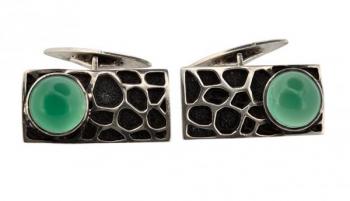 Manschettenknöpfe - Silber, chrysoprase - 1930 Manschettenknöpfe - Silber, chrysoprase - 1930