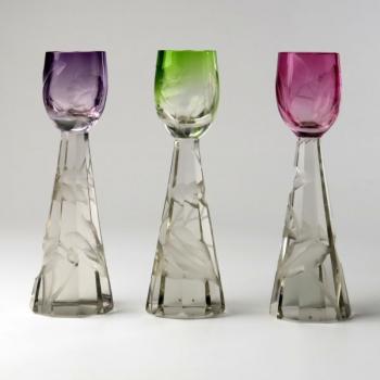 Set aus drei Jugendstil-Kelchen - Moser Set aus drei Jugendstil-Kelchen - Moser