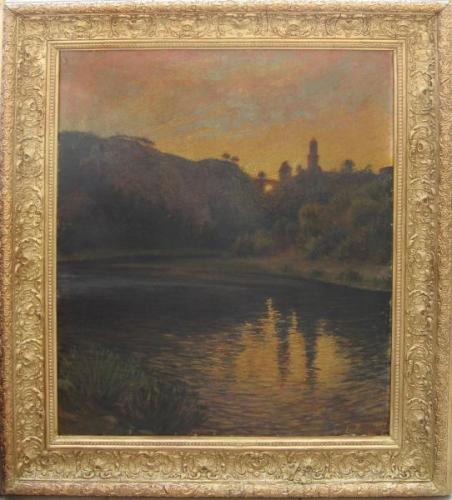 Romantische Landschaft mit Burg - 1907 Romantische Landschaft mit Burg - 1907