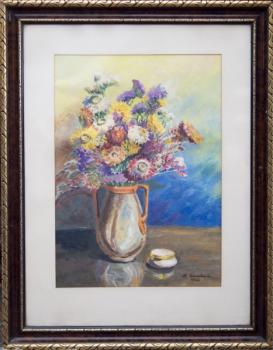 Stillleben mit Blumen - Karton - H. Zárubová - 1942 Stillleben mit Blumen - Karton - H. Zárubová - 1942