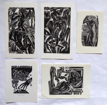 Anna Grmelova - Fünf Exlibris (2x J. Bilka, 2x F.  Anna Grmelova - Fünf Exlibris (2x J. Bilka, 2x F.