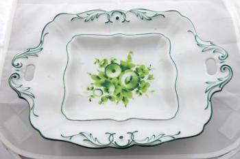 Biedermeier Schale, grüne Blumen - Prag Biedermeier Schale, grüne Blumen - Prag