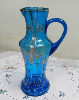 Glaskrug - blaues Glas - 1930 Glaskrug - blaues Glas - 1930