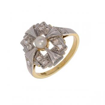 Damen Goldring - Gold, Diamant - 1930 Damen Goldring - Gold, Diamant - 1930