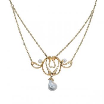 Art Nouveau Halskette - Gold, Perle - 1900 Art Nouveau Halskette - Gold, Perle - 1900