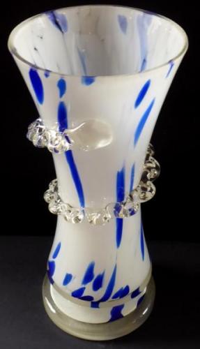 Vase mit weißem und blauem Glas - klare Spirale Vase mit weißem und blauem Glas - klare Spirale