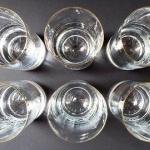 Sechs große Gläser mit Waldtieren und Vögeln-Moser Sechs große Gläser mit Waldtieren und Vögeln-Moser