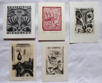 Olga Cechova - 3 x Ex libris, Tropfen, Herzen auf Olga Cechova - 3 x Ex libris, Tropfen, Herzen auf