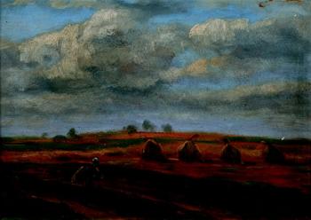 A woman on a field with sheaves A woman on a field with sheaves