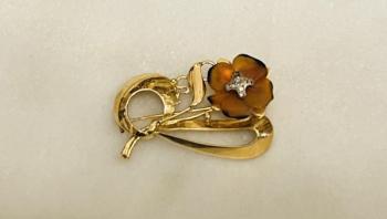Goldene Brosche - Gold, Chalkedon - 1940 Goldene Brosche - Gold, Chalkedon - 1940