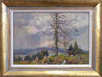 Frantisek Cina Jelinek - Landschaft im Regen, mit  Frantisek Cina Jelinek - Landschaft im Regen, mit