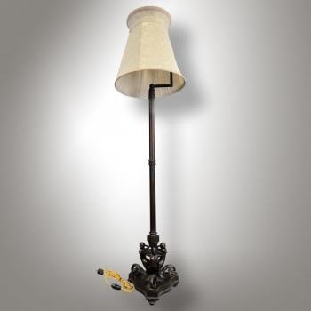 Stehlampe - Stoff, patiniertes Messing - 1925 Stehlampe - Stoff, patiniertes Messing - 1925
