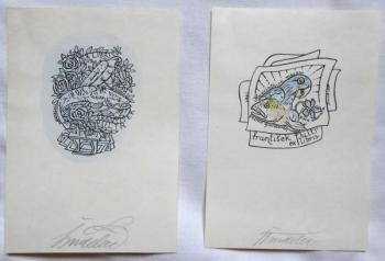 Lumir Sindelar - Zwei Exlibris Frantisek Pultr Lumir Sindelar - Zwei Exlibris Frantisek Pultr